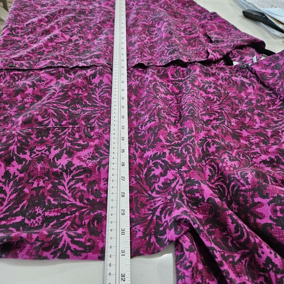 Catherines Button-Down Shirt 4X Faux Micro Suede Purple Black Brocade - Picture 8 of 9